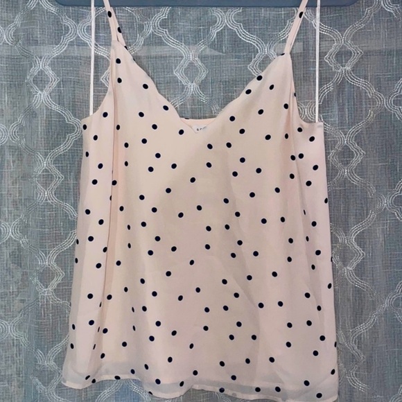 SOCIALITE NORDSTROM RACK LIGHT PINK WITH NAVY BLUE POLKA DOTS TANK TOP BLOUSE 👚 - Picture 2 of 5
